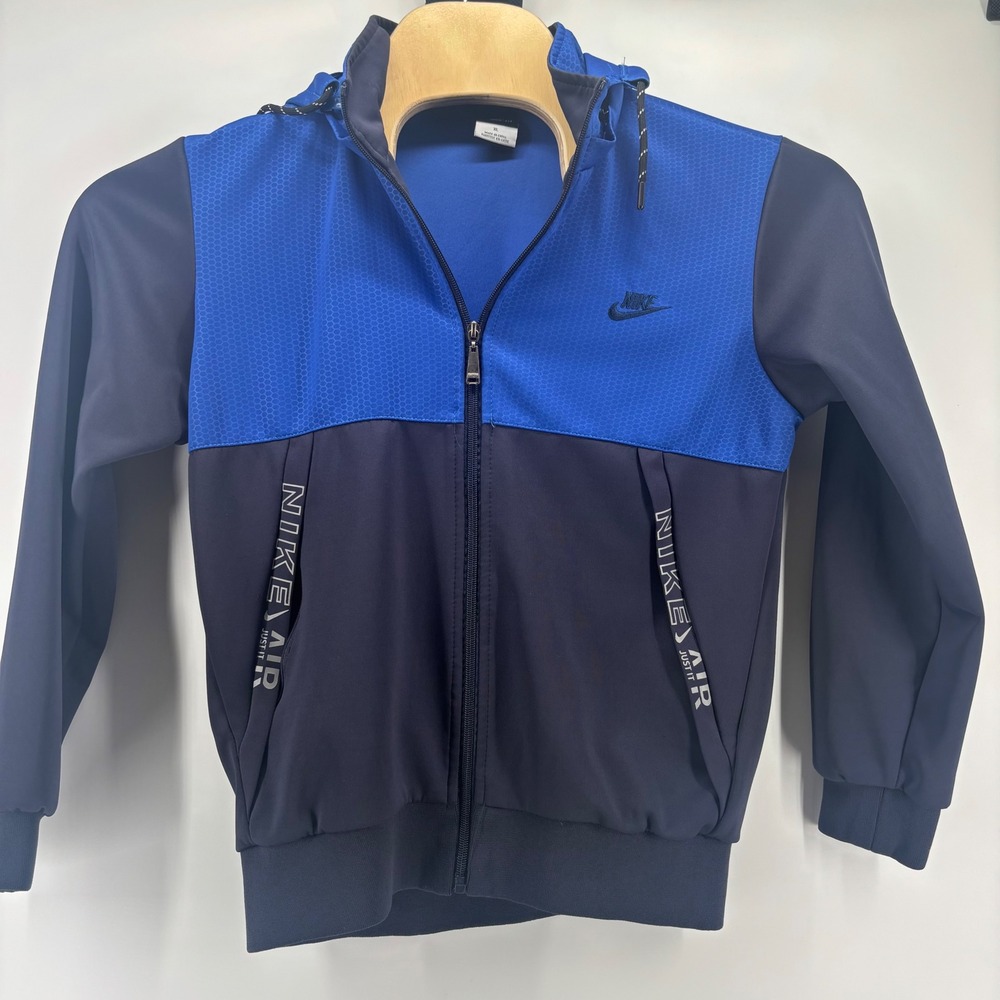 Nike Therma-FIT Hoodie Mens XL Blue Navy Colorblock Nike Air Track Jacket Zip
